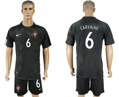 Portugal #6 Carvalho Away Soccer Country Jersey